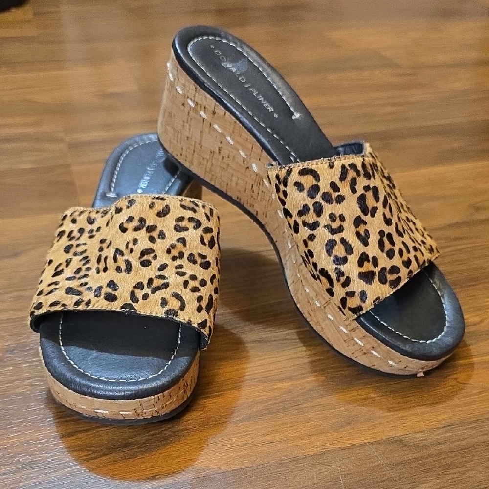 Donald J. Pliner Safari2 Leopard Print Wedge Sandals Slides